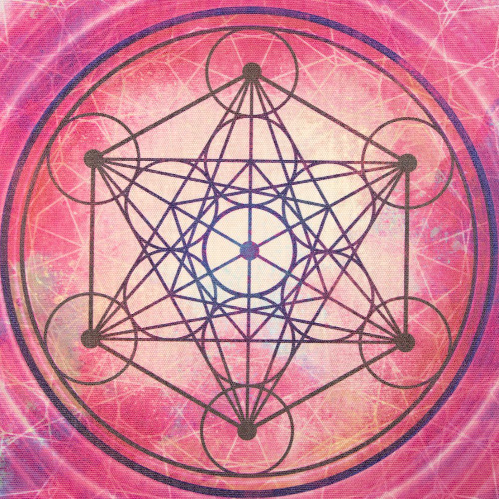 Platno s simbolom svete geometrije - Metatronova kocka