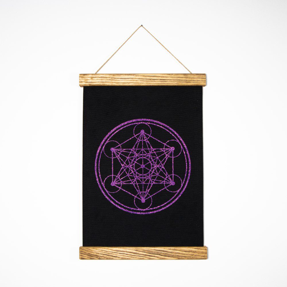 Platno s simbolom svete geometrije - Metatronova kocka