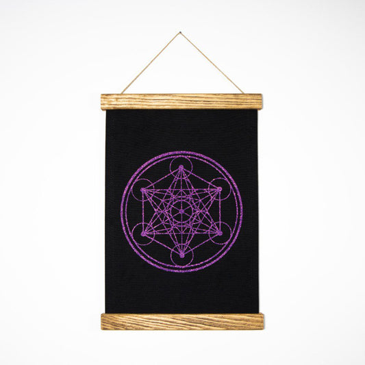 Platno s simbolom svete geometrije - Metatronova kocka